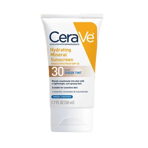 CeraVe Hydrating Mineral Sunscreen SPF 30 Face Sheer Tint, Shade: Deep - Image 1