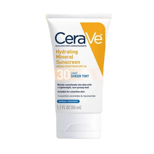 CeraVe Hydrating Mineral Sunscreen SPF 30 Face Sheer Tint, Shade: Light - Image 1