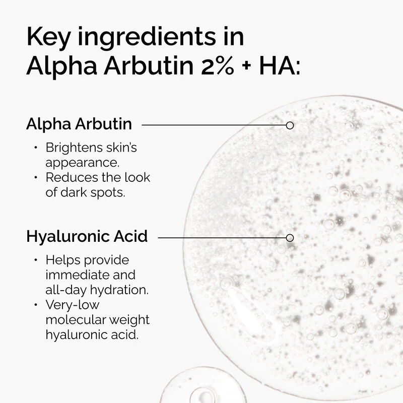 The Ordinary Alpha Arbutin 2% + HA-ის ძირითადი ინგრედიენტები