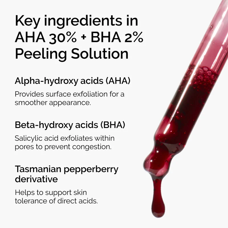 Key ingredients in The Ordinary AHA 30% + BHA 2% Peeling Solution