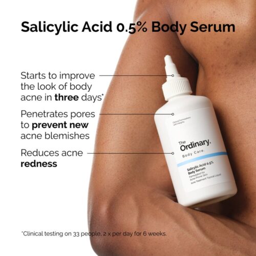 The Ordinary Salicylic Acid 0.5% Body Serum უპირატესობების ინფოგრაფიკა