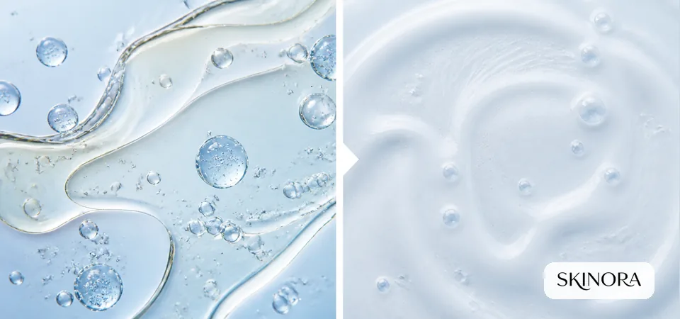 Clear cleansing oil mixing with water and turning into a milky emulsion
