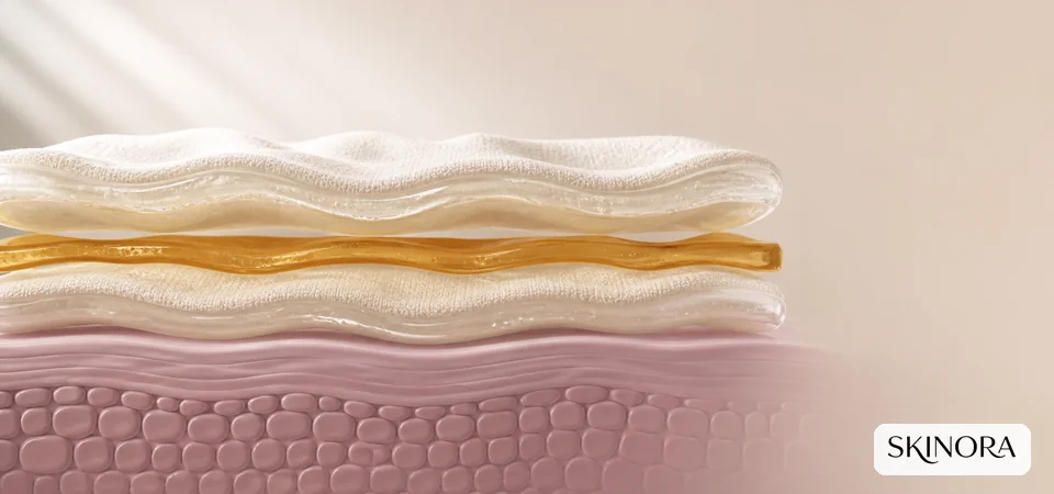 Moisturizer, retinol and moisturizer arranged as the sandwich method