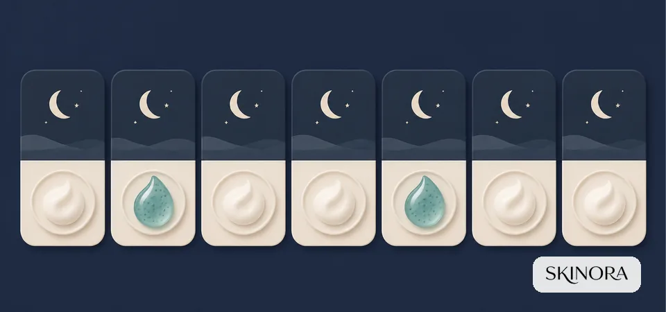 Seven-night skincare rhythm with two salicylic acid nights and moisturising rest nights