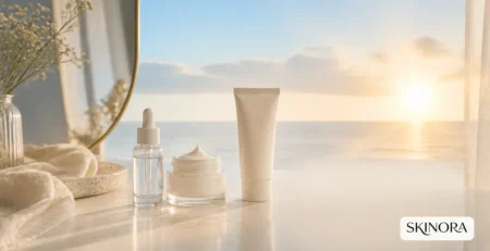 Morning skincare routine with sunscreen as the final skincare step