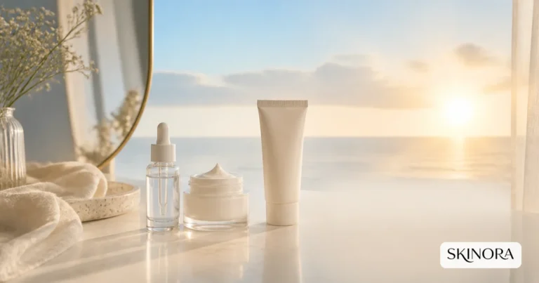Morning skincare routine with sunscreen as the final skincare step