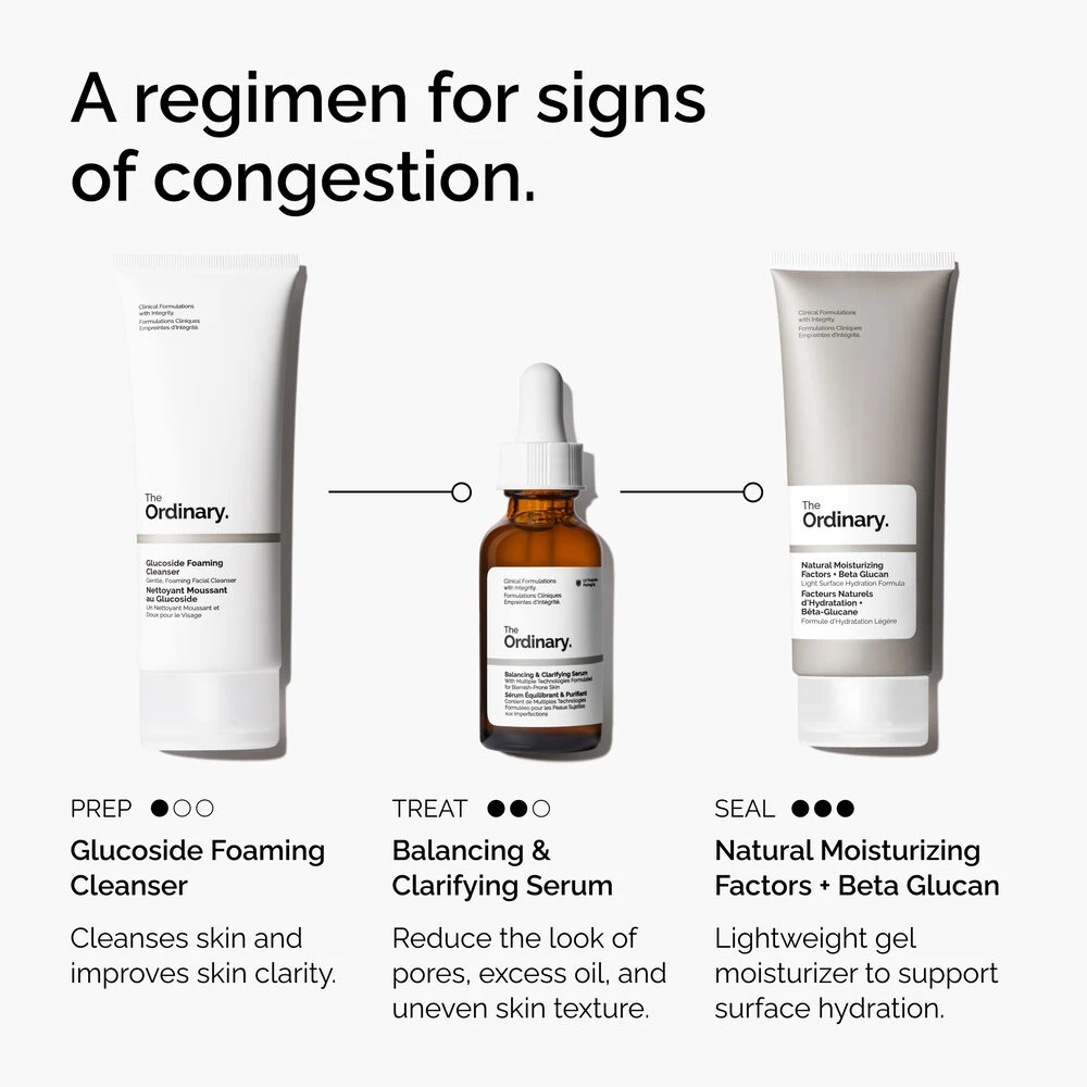 მოვლის რუტინა The Ordinary Balancing & Clarifying Serum შრატით