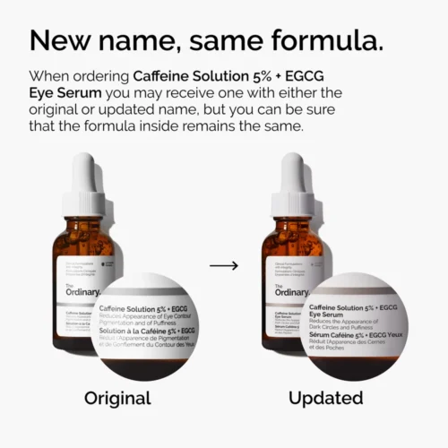 The Ordinary Caffeine Solution 5% + EGCG ძველი და განახლებული შეფუთვის სახელი