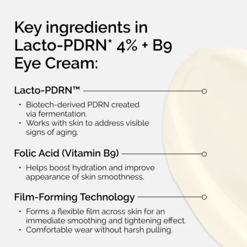 Key ingredients in The Ordinary Lacto-PDRN 4% + B9 Eye Cream